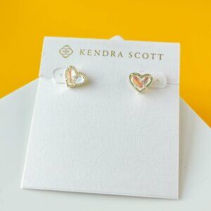 Ari Heart Gold Dichroic Glass Stud Earrings by Kendra Scott